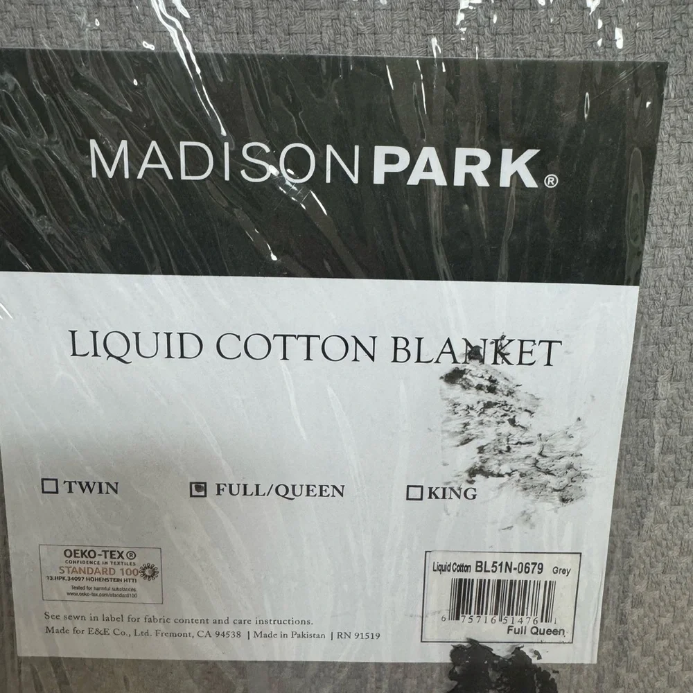 Madison Park Light Gray Cotton Full/Queen Blanket